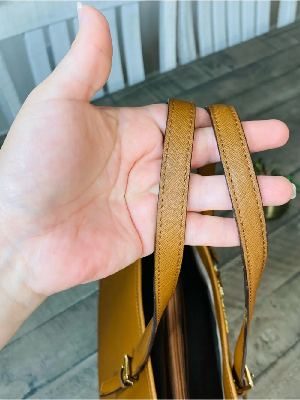 Michael Kors Jet Set Large Saffiano Leather Tote Bag - Honey/Tan - Picture 13 of 13